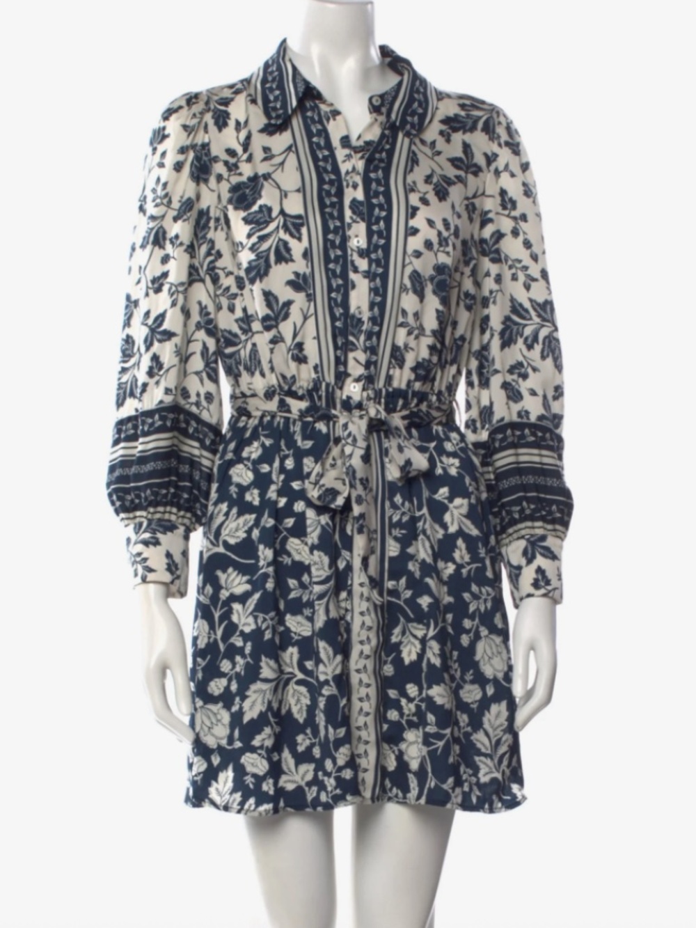 Navy Cream Floral Print Shirt BA&SH Dress